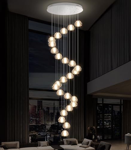 25 Lights Modern Crystal Chandeliers for Staircase LED Handing Light Fixture for Foyer Hallway (25 Count)