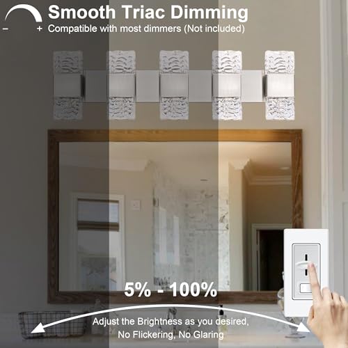 30.3 in LED Bathroom Lighting Fixtures Brushed Nickel Dimmable 40W