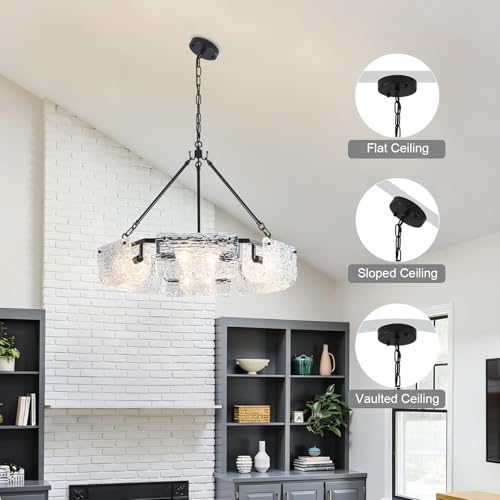 26.5" Black Glass Chandeliers for Dining Room