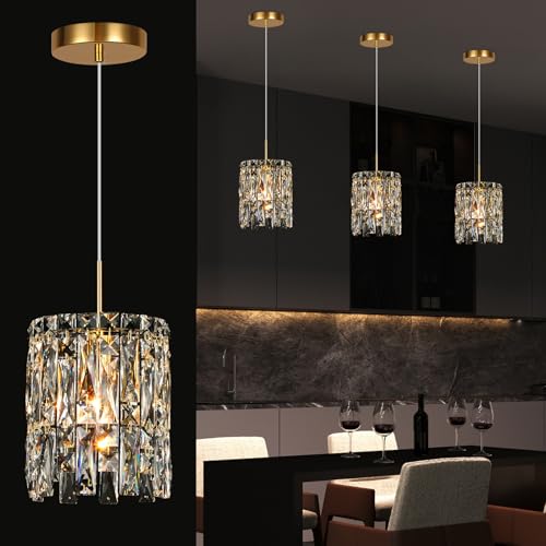 Modern K9 Gold Crystal Pendant Lights Kitchen Island