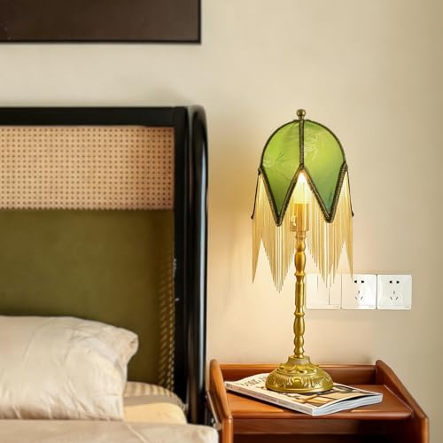 Vintage Table Lamp with Beaded Tassels