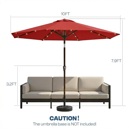 10FT Solar Patio Umbrella with Lights