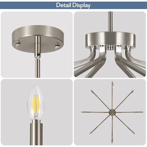 8 Light Brushed Nickel Chandeliers for Dining Room