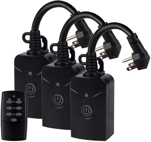 Remote Control Outlets Outdoor Waterproof Indoor Wireless Light Switch (3 Count)