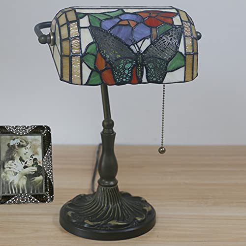 Tiffany Style Bankers Table Lamp Stained Glass Piano Desk Lamp Vintage Bedroom Bedside Lamp for Study