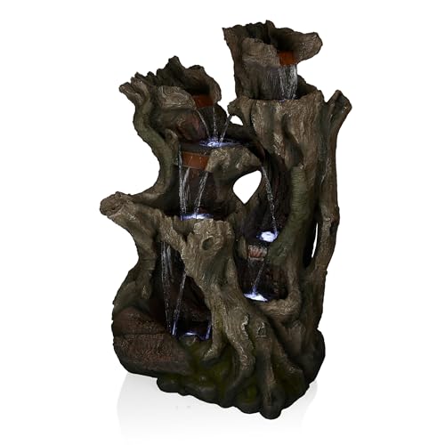 WIN1398 Outdoor Cascading Willow Tree Floor Fountain with Cool White LED Lights