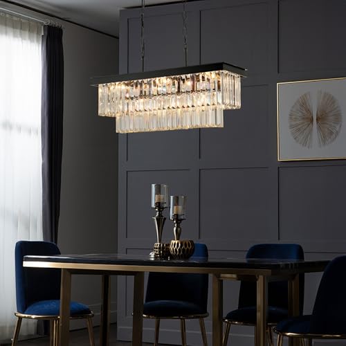 Black Crystal Chandeliers for Dining Room (9 Count)