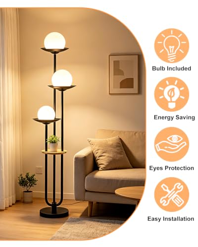 Globe Floor Lamp with Shelf 3 (3 Count)
