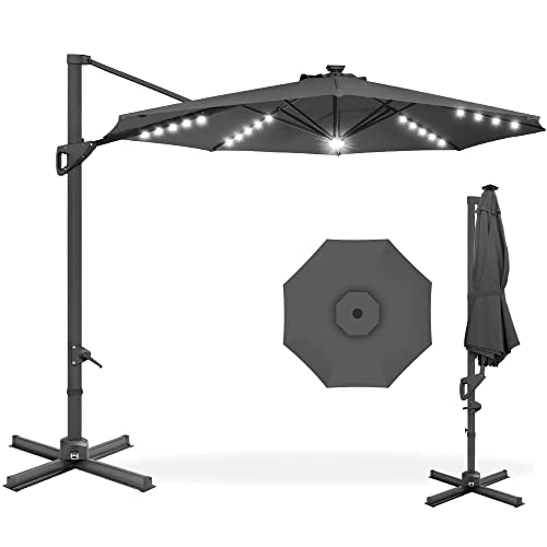 10ft Solar LED Cantilever Patio Umbrella