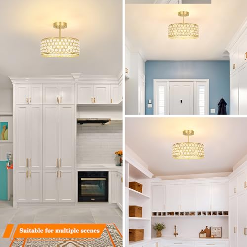 Gold Crystal Ceiling Light Fixture