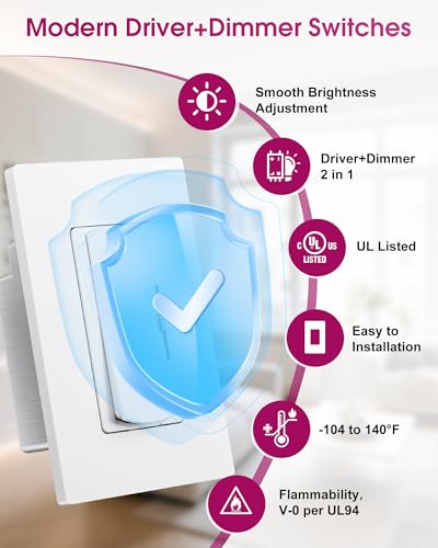 Dimmer Light Switch & 12V 120W Dimmable LED Driver 2 in UL Listed