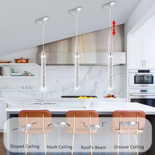 1 Light Modern Crystal Pendant Lighting LED Dimmable Pendant Light Kitchen Island Dining Room