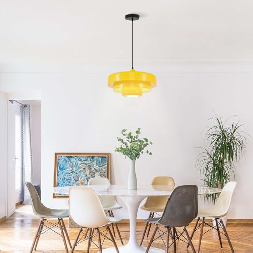 Mid Century Yellow Flush Mount Pendant Light