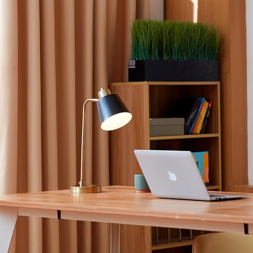 18" Matte Brass Desk Lamp with Matte Black Metal Shade