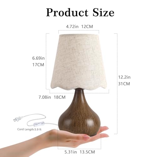 Wood Grain Small Table Lamp Touch Control