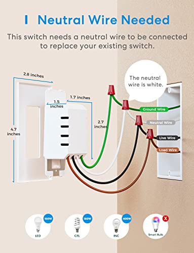 Smart Dimmer Switch Single Pole (2 Count)