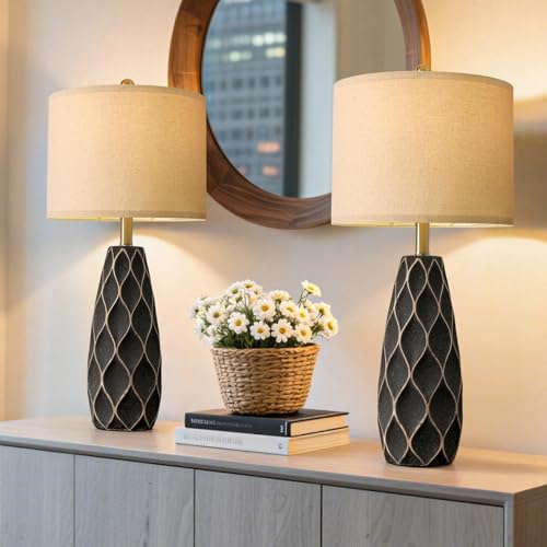 27.5" Ceramic Table Lamps for Bedroom Living Room Lamps Set of 2 (2 Count)