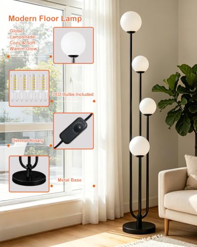 Black Globe Floor Lamp 4 (4 Count)