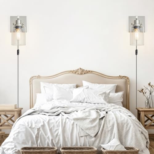 Plug in Wall Sconces Set of 2