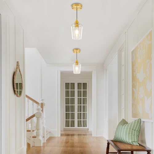 2 Pack Brushed Gold Pendant Lights Over Island Kitchen Light Fixtures (2 Count)