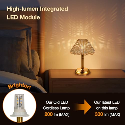 Mini Cordless Boho Rattan Table lamp