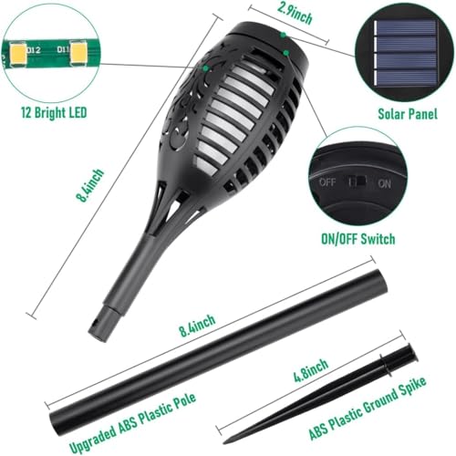 Solar Torch Light with Flickering Flame for Halloween Decorations (6 Count)