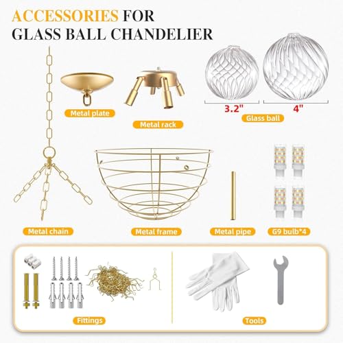 Nordic Bubble Ball Swirled Glass Chandelier