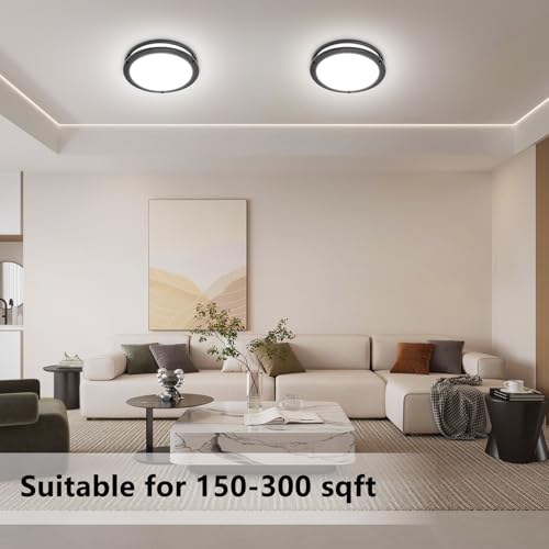 12inch LED Flush Mount Ceiling Light Fixture Dimmable Matte Black (4 Count)