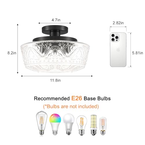 3 Light Semi Flush Mount Ceiling Light Fixtures