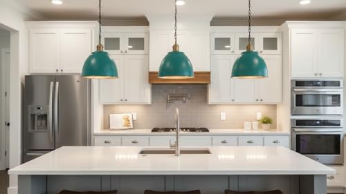 21601-71,Replacement Metal Shade for Pendant Light,Aquamarine,7-7/8"W x 5-3/4"H,Center Hole 1-5/8"