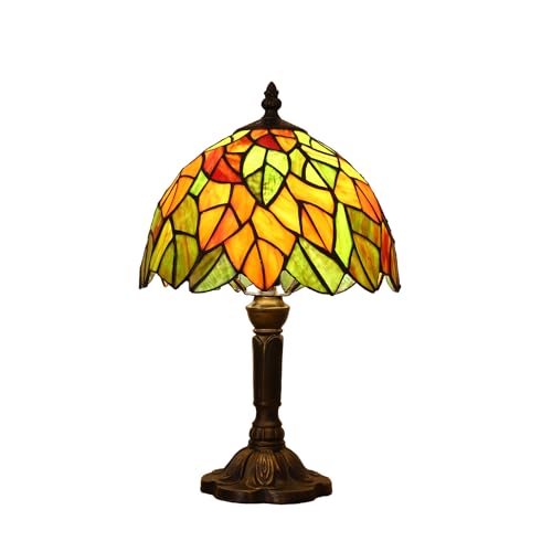 Tiffany Lamp Maple Leafs Stained Glass Bedside Nightstand Table Lamp