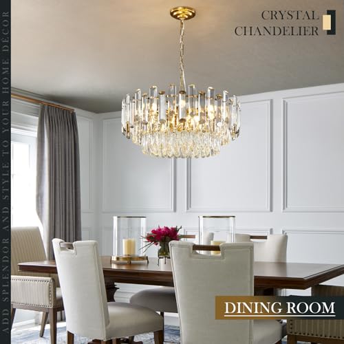 Gold Crystal Chandelier 23.6" Modern Crystal Pendant Light 3