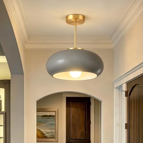 Gray Semi Flush Mount Ceiling Light Mid Century Light Fixture Nursery Close to Ceiling Lights Hallway Gold Semi Flush Mount Lamp Modern Porch Glass Chandeliers Entryway Overhead Light