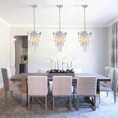 12" Modern Crystal Chandeliers (3 Count)