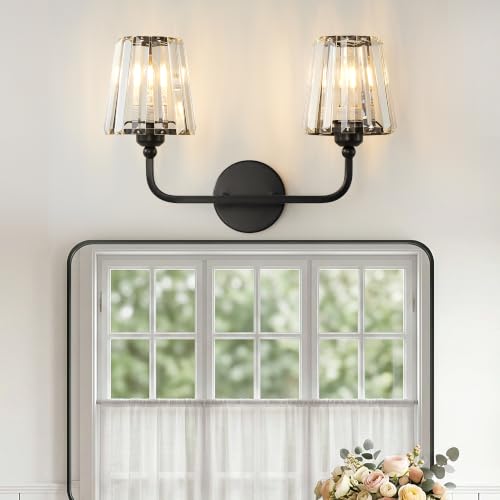 Modern Bathroom Light Fixtures (Matte Black / 2 Light)