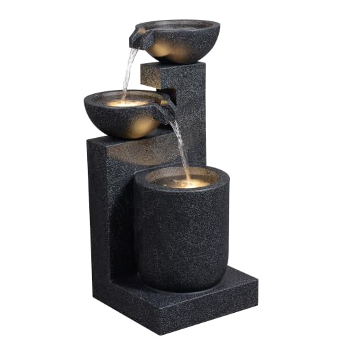 Black Modern Tiered Bowl Fountain