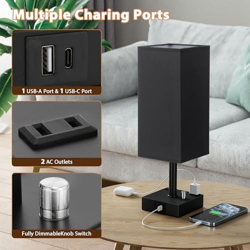 Black Bedside Table Lamps Set of 2 (2 Count)