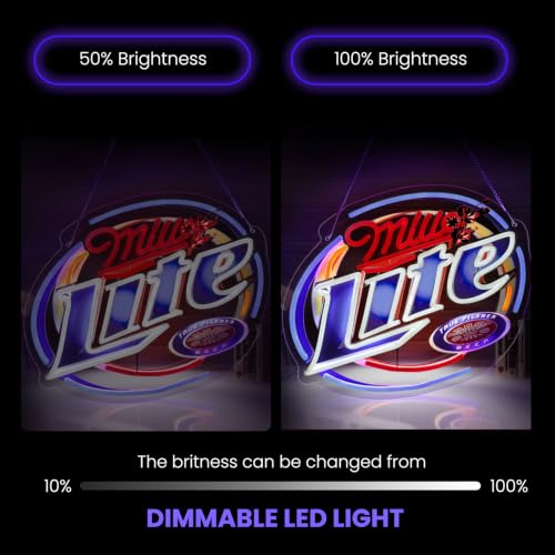 Mille Lite Neon Sign LED Beer Light for Home Bar Man Cave Wall Decor (Blue Red)