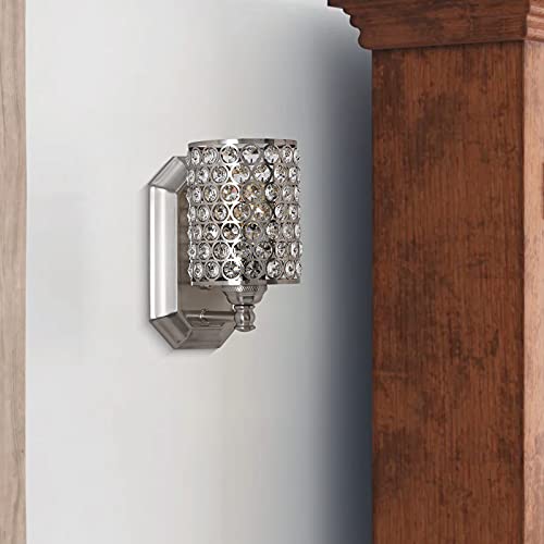 Crystal Wall Sconce Brushed Nickel Dry&Wet Dual Use 2 Pack 1 Light (2 Count)