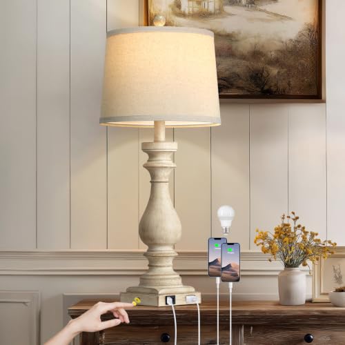 29" Tall Farmhouse Table Lamps for Living Room (Beige-1PK)