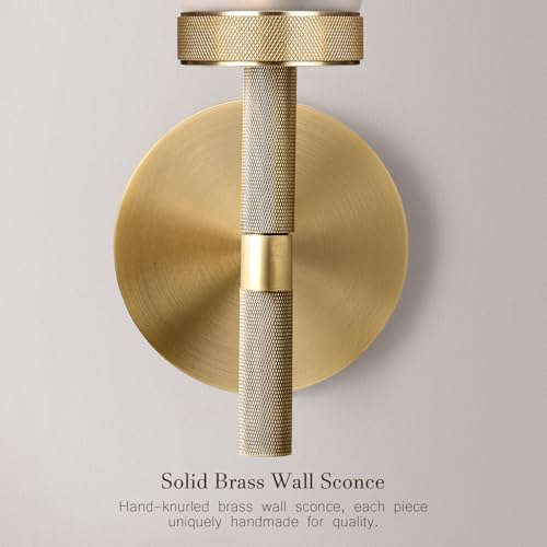 15" Knurled Brass Bathroom Wall Sconces