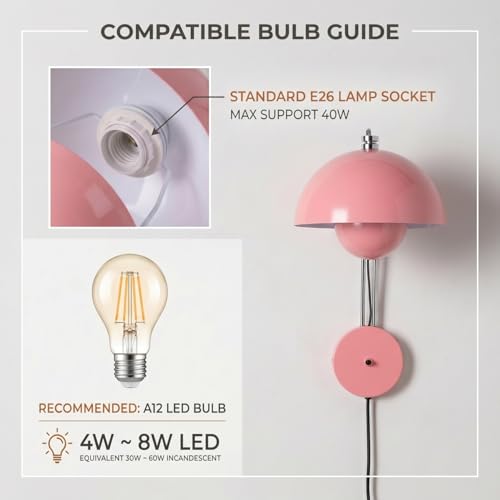 Mid Century Modern Bud Plug in Wall Sconces for Bedroom
