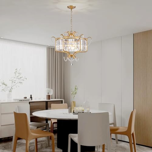 Modern Crystal Chandelier for Dining Room 24" Large Gold 6