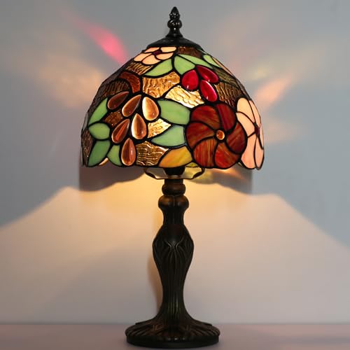 Small Tiffany Table Lamp 15" Stained Glass Lamp Purple Grapes Style
