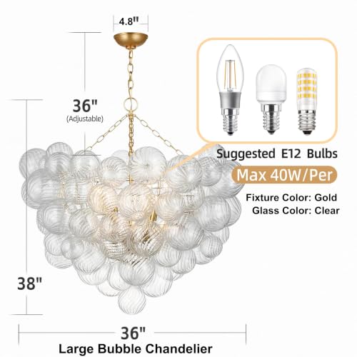 Nordic Bubble Ball Swirled Glass Chandelier Large