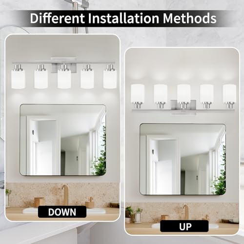 5 Light Bathroom Light Fixtures 30in Nickel Bathroom Vanity Light