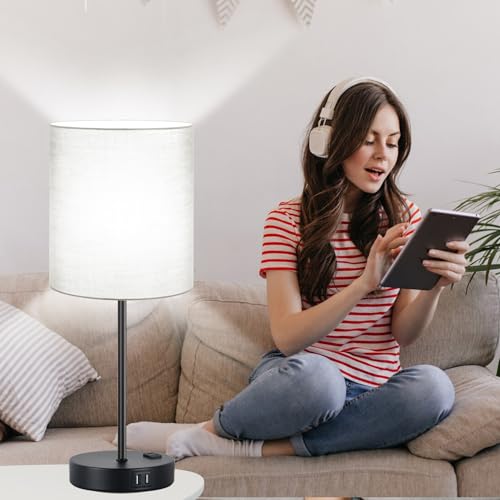 Set of 2 Touch Control Table Lamps with 2 USB & AC Outlet (2 Count)