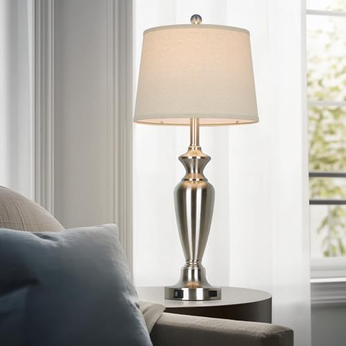 30" Tall Silver Table Lamps Set of 2 for Living Room (2 Count)