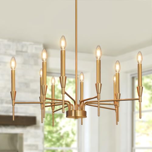Gold Modern Small Chandelier 10 Light Dining Room Farmhouse Light Fixture