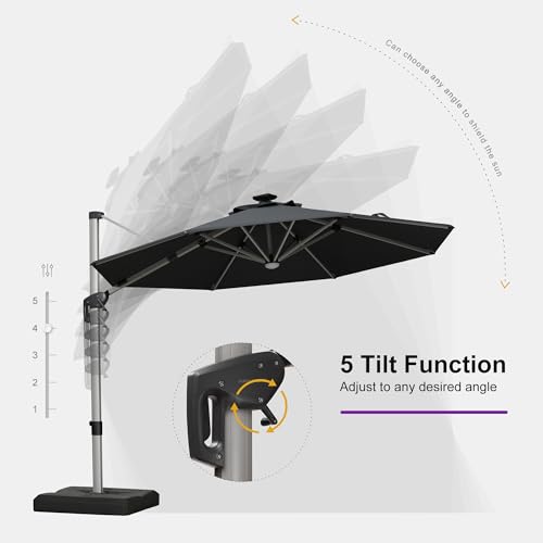 Patio Umbrella with Base Included 10ft Solar LED Light